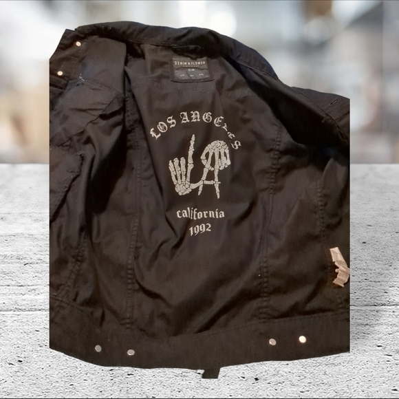 Denim & flower black stretch denim jacket size S - Picture 7 of 11